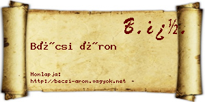 Bécsi Áron névjegykártya